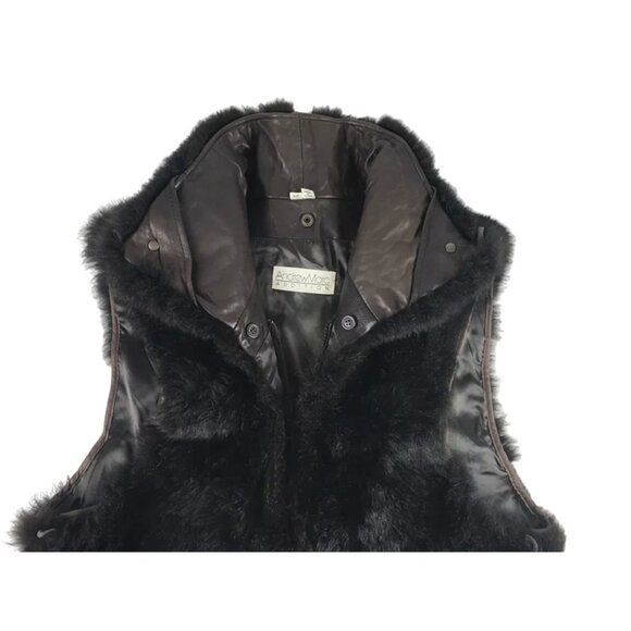 Andrew Marc Addition Sleeveless Vest Jacket Womens Black Opossum Fur Size Small - Picture 2 of 11